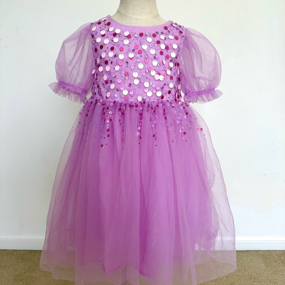 Purple Sequin tulle party Dress